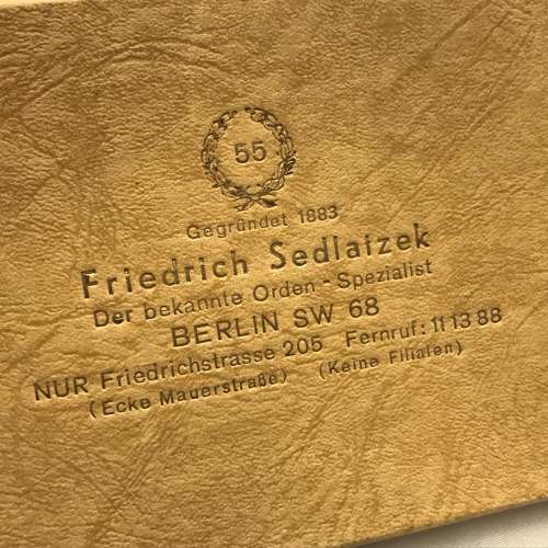 Military Awards Box Friedrich Sedlatzek Berlin