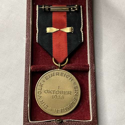 Sudetenland Medal With Prague Castle Cased