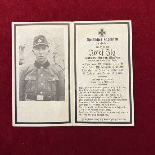 German Death Card Infantry Man Russian Front